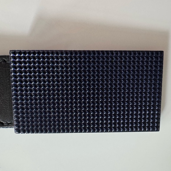 Balenciaga navy canvas belt with leather trim and metal buckle. SS 2011 - Picture 2 of 4